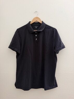 Lands' End Black Short Sleeve Polo large 14-16